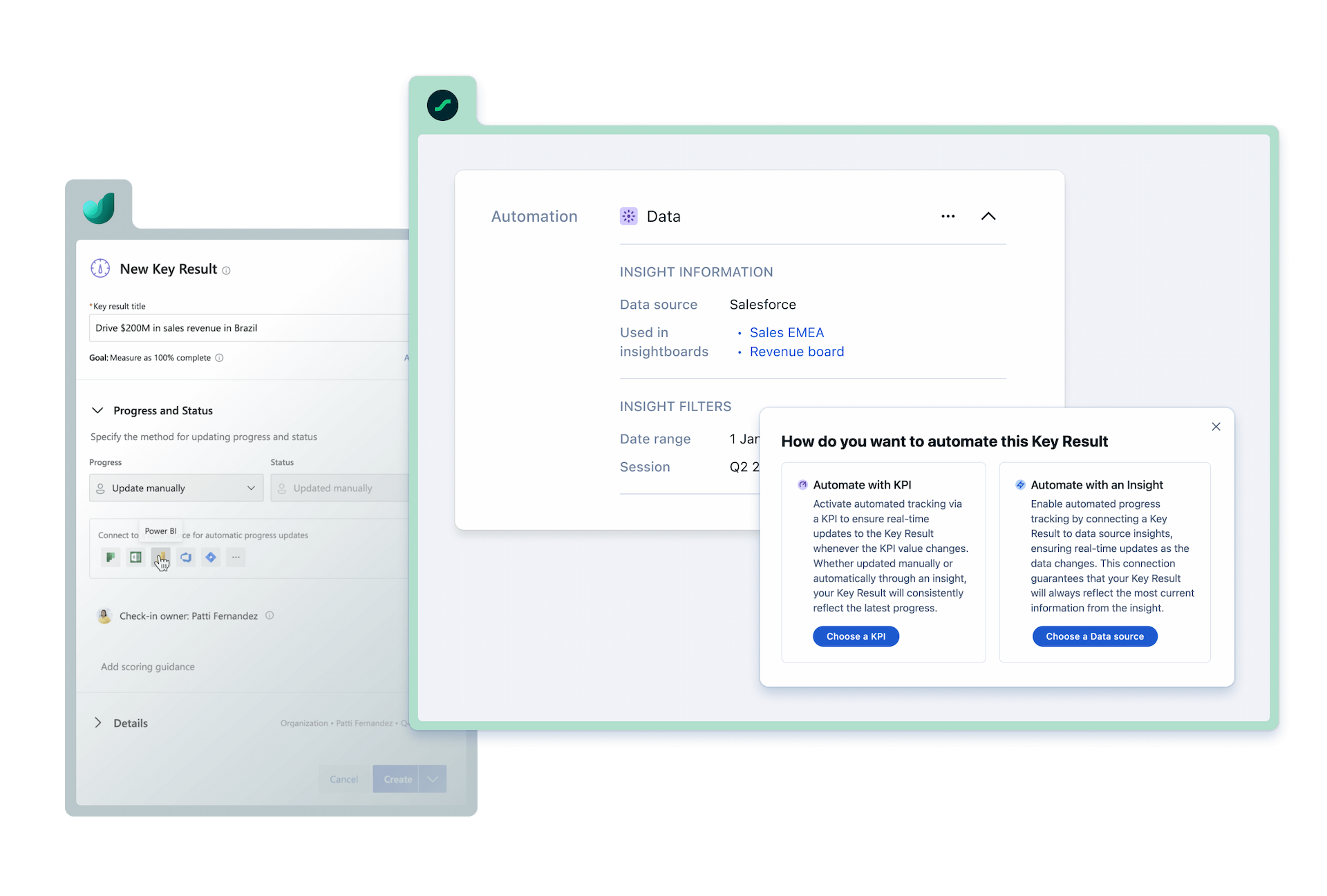 Automated OKR progress tracking visual